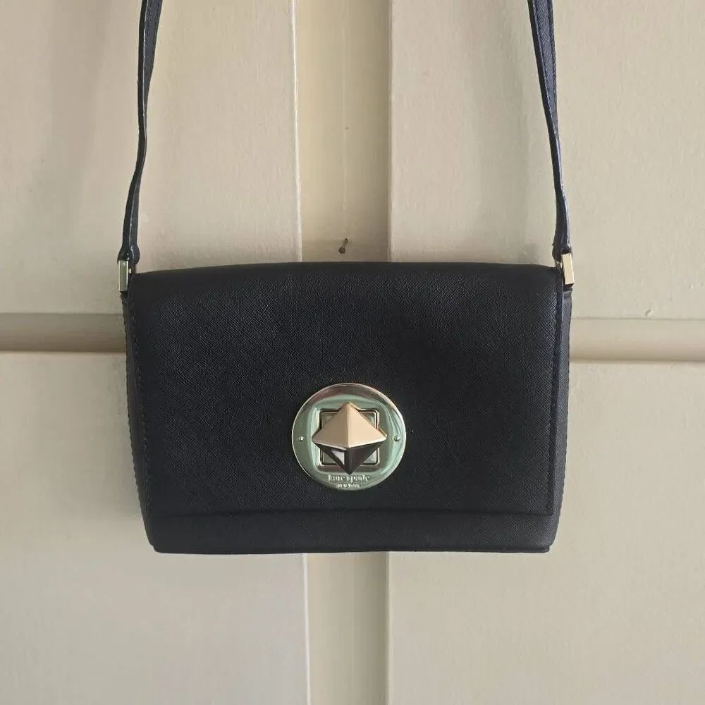 KATE SPADE Sally Twist Lock Crossbody, Blk Mini Bag, NWOT, GOLD Hardware